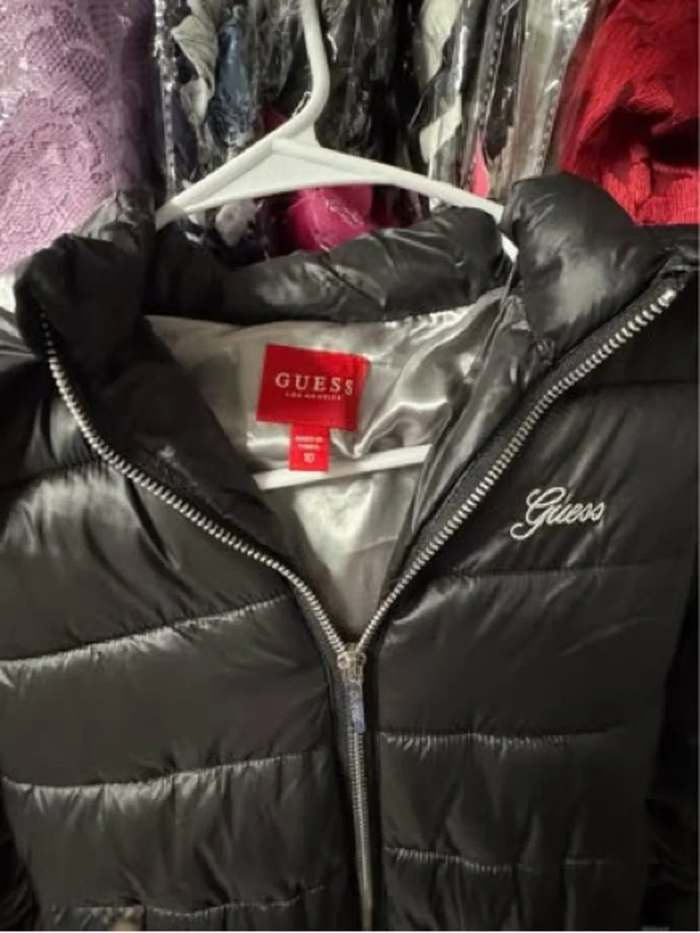 Guess GIRLS Black Quilted Puffer Jacket with Hood size 10